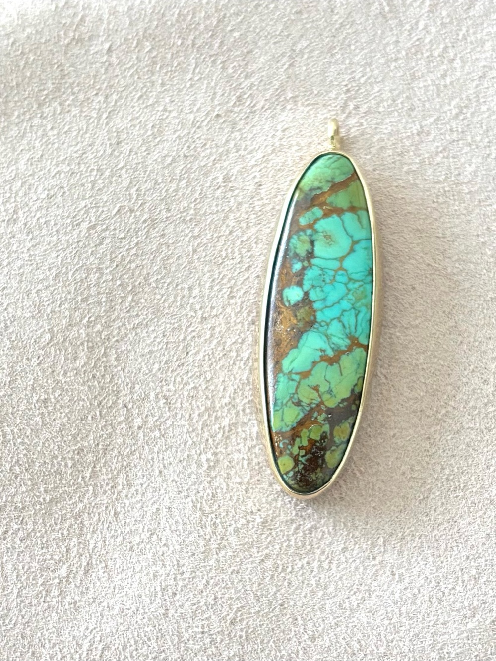 Yellow gold & sterling silver turquoise pendant